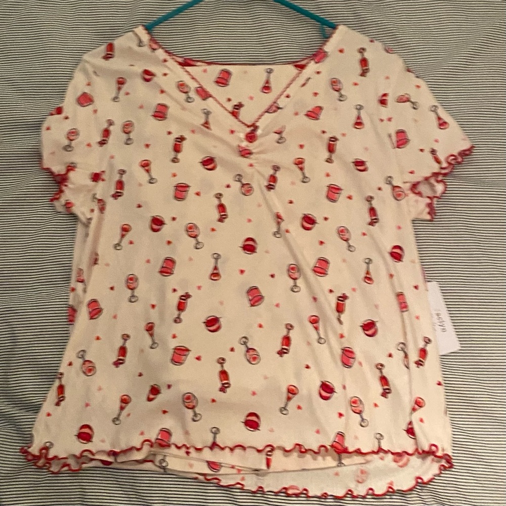 Women's White and Red Pajama Set